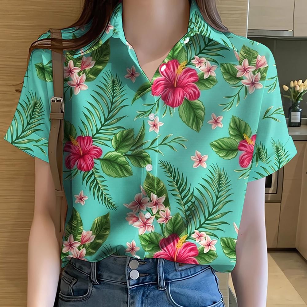 ผู้หญิง 2568 ฮาวาย, ดอกไม้, ซังหลาน, กระดุมลําลอง, เสื้อผ้าแฟชั่นชั้นนํา, เสื้อเชิ้ตฤดูร้อน, เสื้อเชิ้ตสไตล์แห้งเร็วขนาดใหญ่ thumbnail 4
