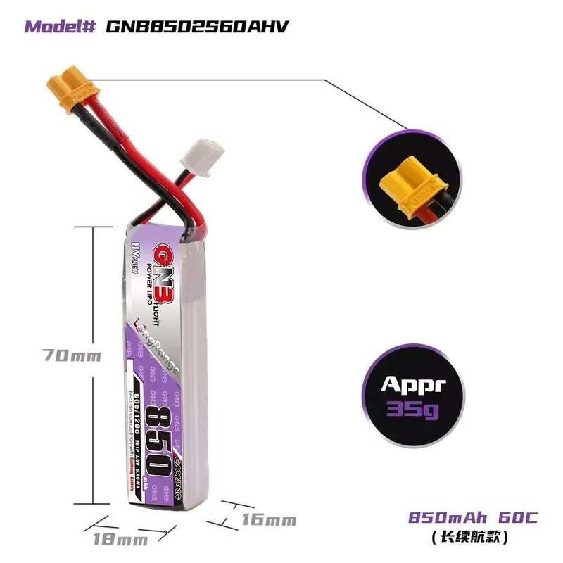 ❤️ Gaoneng GNB 850Mah 2S 7.6V 3S 11.4V 4S 15.2V 60C Lipo แบตเตอรี่ Xt30u-F ปลั๊กยาวสําหรับ RC F