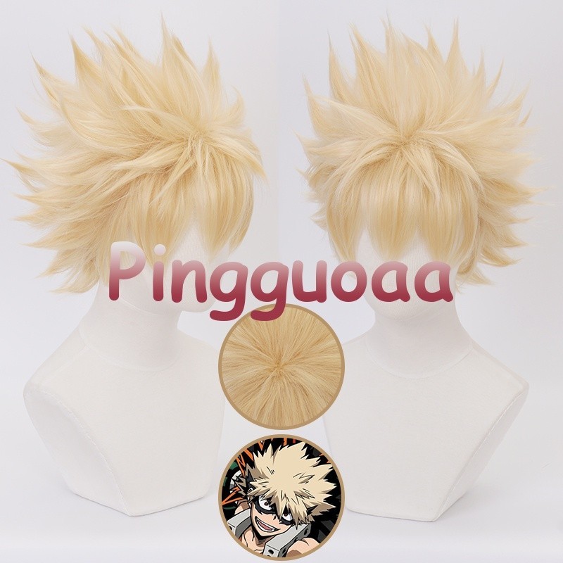 Anime My Hero Academia Katsuki Bakugou Cosplay Wig Bakugo Short Linen Blonde Baku no Hero Halloween