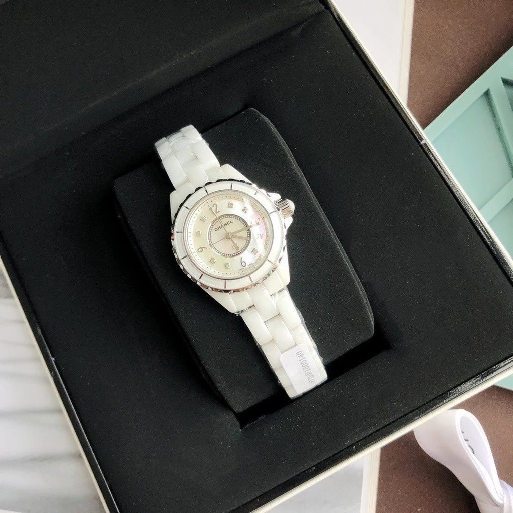 นาฬิกาผู ้ หญิง J12 Series H2570 สวิตเซอร ์ แลนด ์ นําเข ้ าควอตซ ์ นาฬิกาสีขาว Precision เซรามิคเพ