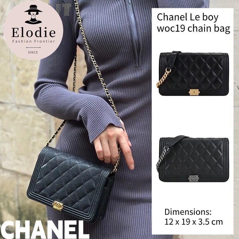 Chanel Le boy woc19 กระเป๋าสะพายไหล่ สายโซ่ สไตล์คลาสสิก สําหรับผู้หญิง AI6X