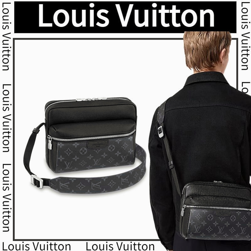 ♞,♘หลุยส์วิตตอง  Louis Vuitton   Men's Messenger Bag/กระเป๋าถือ/สไตล์ซิป/Crossbody Bag/ใหม่! ของแท้