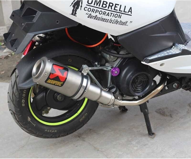 ❤ 2 Inches/ 51Mm Motorcycle Exhaust Muffler Pipe Akrapovic Canister Tail Pipe Stainless Steel Uni