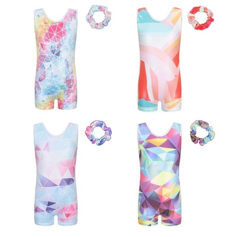 Outdoorbuy Gymnastics Leotard Girls 5-12Y Ballet Unitards Tight Romper Bling Gymnastics Dancewear W