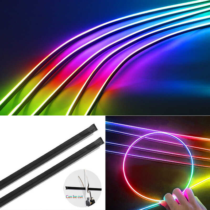 ❤ Kalada 6In 1 Symphony Car Ambient Light Interior Acrylic LED RGB Light Strip Streamer Atmospher