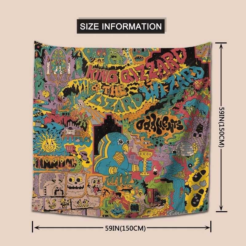 Gizzard และ King Lizard Wizard Tapestry ภาพจิตรกรรมฝาผนังแขวนผนังภาพ