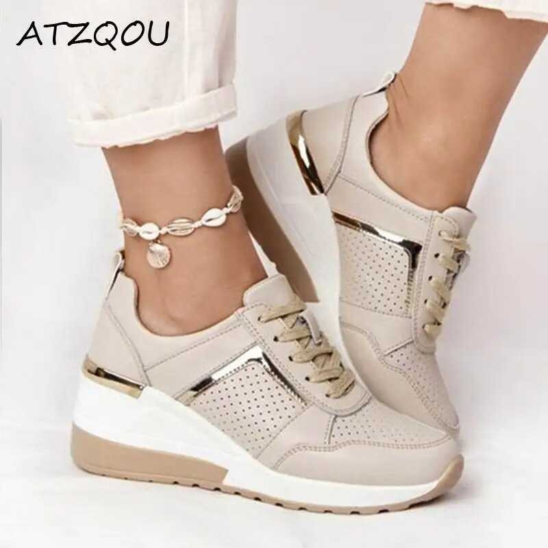 ➧ รองเท้าสตรี Wedge Sneakers ลูกไม้ขึ้นรองเท้าผ้าใบระบายอ