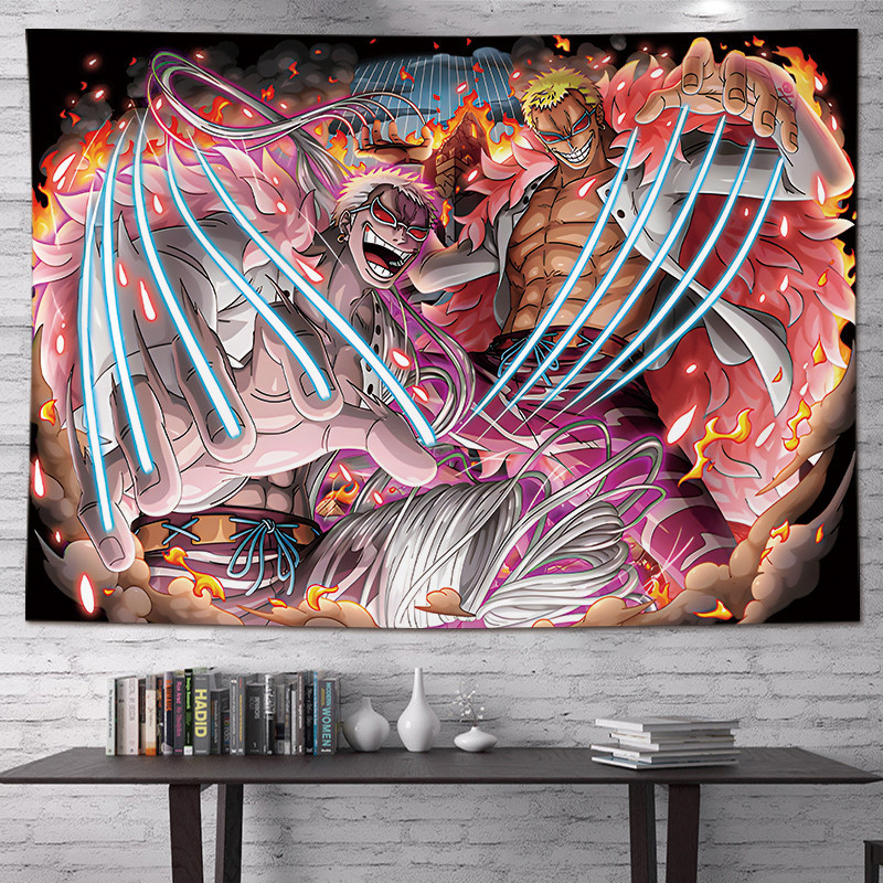 วันพีซพื้นหลังผ้า แขวนผ้าสำหรับหอพักห้องนอนตกแต่งหัวเตียงเปลี่ยนการ์ตูนผนังผ้าถนนบิน Solonika