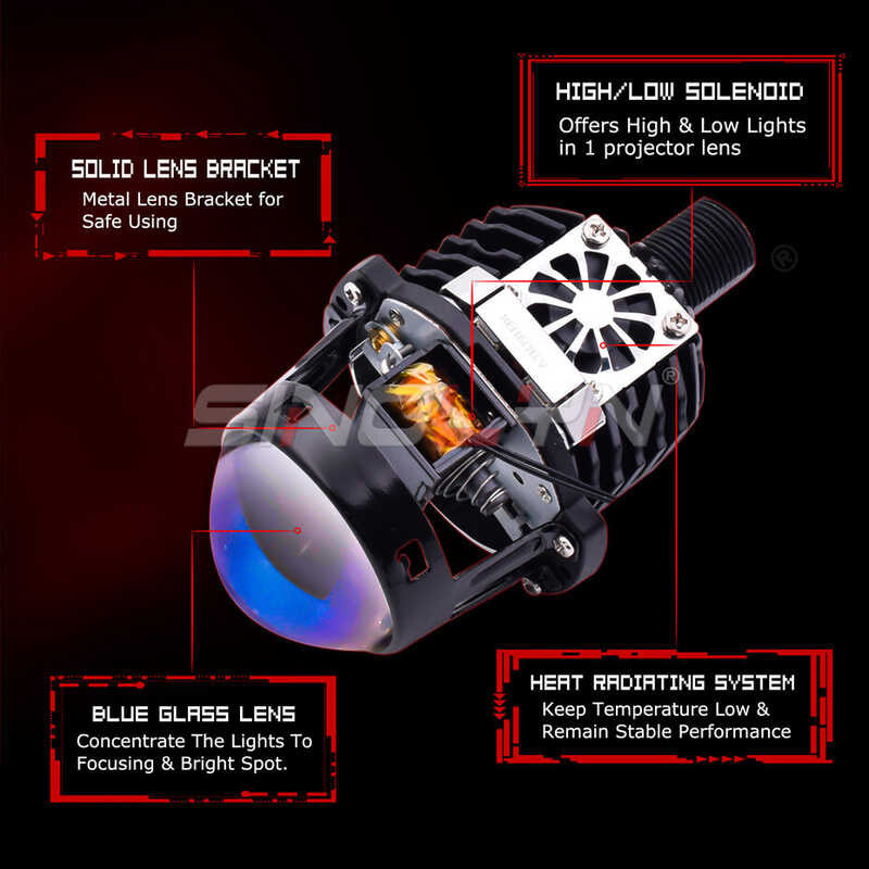 ❤ 1.8 Inch Bi-Led Lens LED Projector Headlight For H1/H4/H7/H11/H13/9004/9005/9006/9007 Car Motor