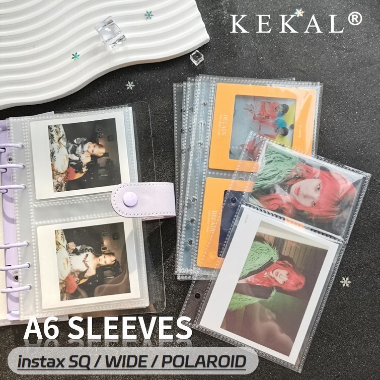 KEKAL A6 6HOLE มาตรฐาน SleevesHigh Clarity 1/2/3pocket Photocard Binder แขนเติมสําหรับ Instant Photo Instax Square กว้างตั๋วสติกเกอร์อัลบั้มรูปกระเป๋าเก็บ