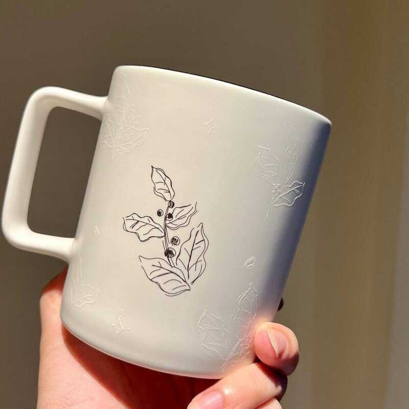 Starbuck Free gift spoon,Starbuck Mug Ceramic 473ml Large Capacity Plant Pattern Coffee Milk Drinki spoon, thumbnail 4