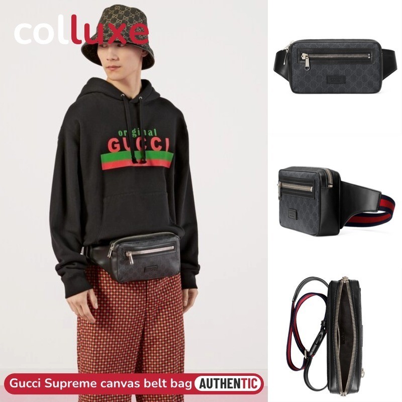 ♞,♘กุชชี่ Gucci GG Supreme canvas belt bag กระเป๋าคาดเข็มขัดแคนวาส