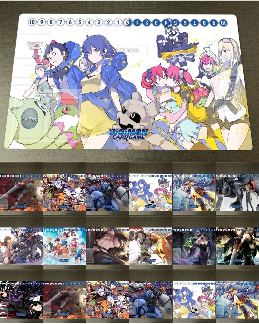 Digimon DTCG CCG Mat Trading Card Game Mat Anime OCG Board Game Playmat Anti-slip Desk Pad & ฟรีกระเป๋า Mousepad