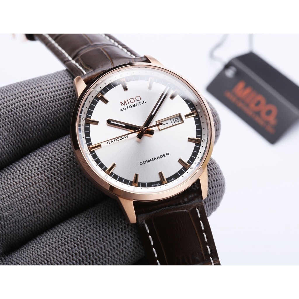 Mido ZH05 นาฬิกาข้อมืออัตโนมัติ สายหนัง หน้าปัดสีเงิน หรูหรา สไตล์สปอร์ต สําหรับผู้ชาย