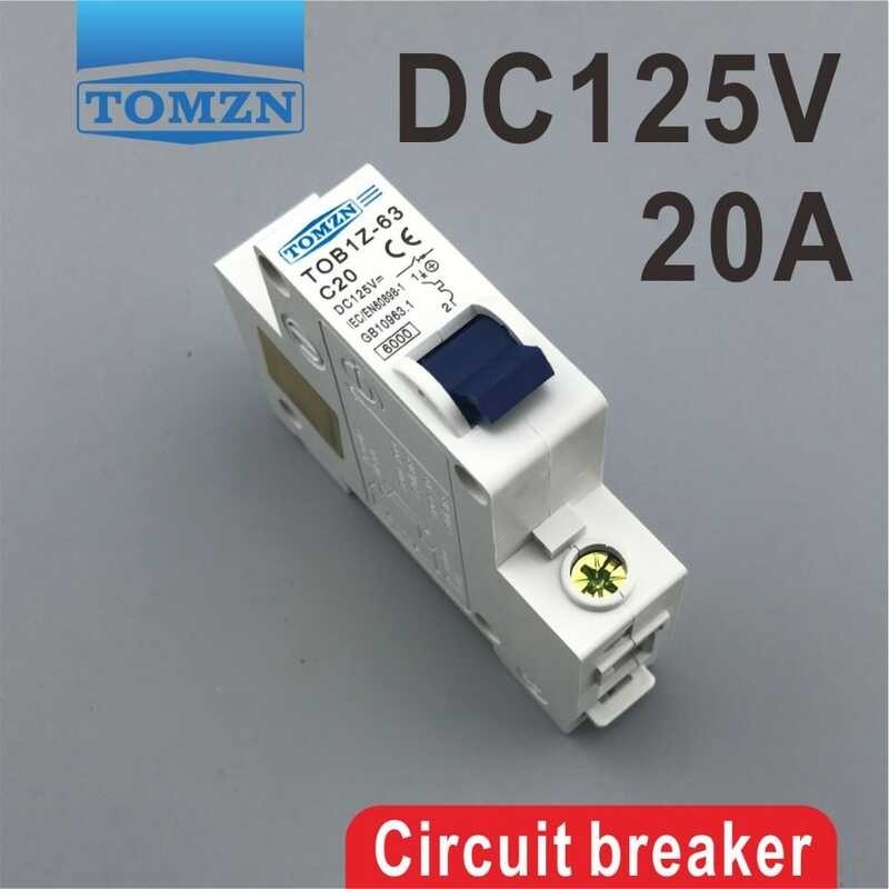 1P 20A 20Ampere DC 125V Circuit Breaker MCB Direct-Current C Curve