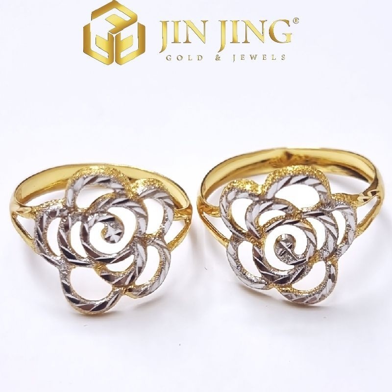 แหวนดอกไม้ 2C ขนาด 11-21 สีทอง 916 บริสุทธิ์ 0.95 กรัม -1.11 กรัม