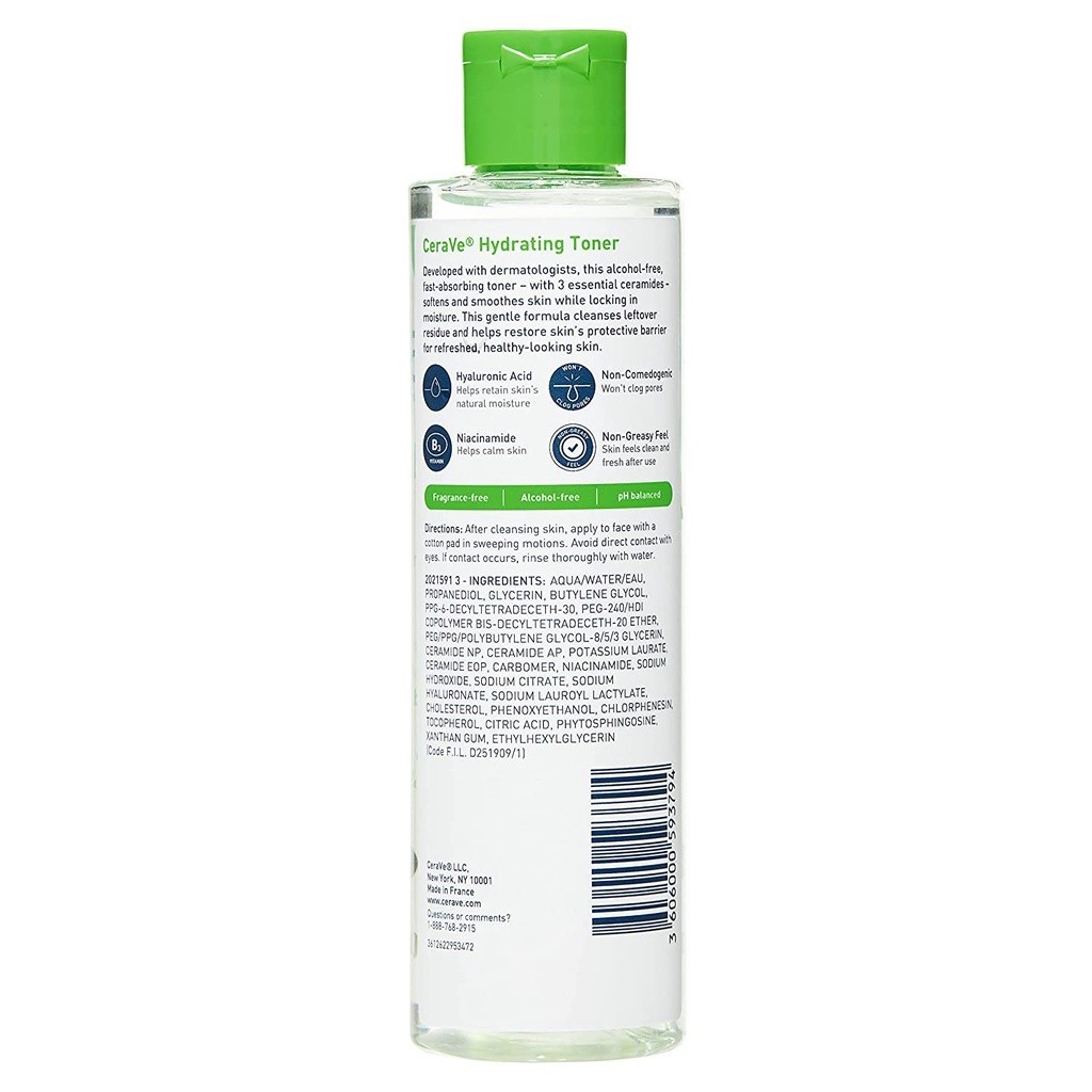 ♞,♘,♙[ของแท้ จากเมกา] CERAVE HYDRATING TONER FOR NORMAL TO DRY SKIN 200 ml. (6.8 fl.oz)