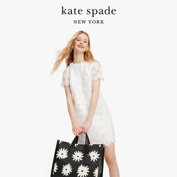 ชุดมินิเดรส แขนสั้น 【2024 สไตล์ใหม่】Kate Spade KS Girls' Floral Lace Dress Vacation Travel