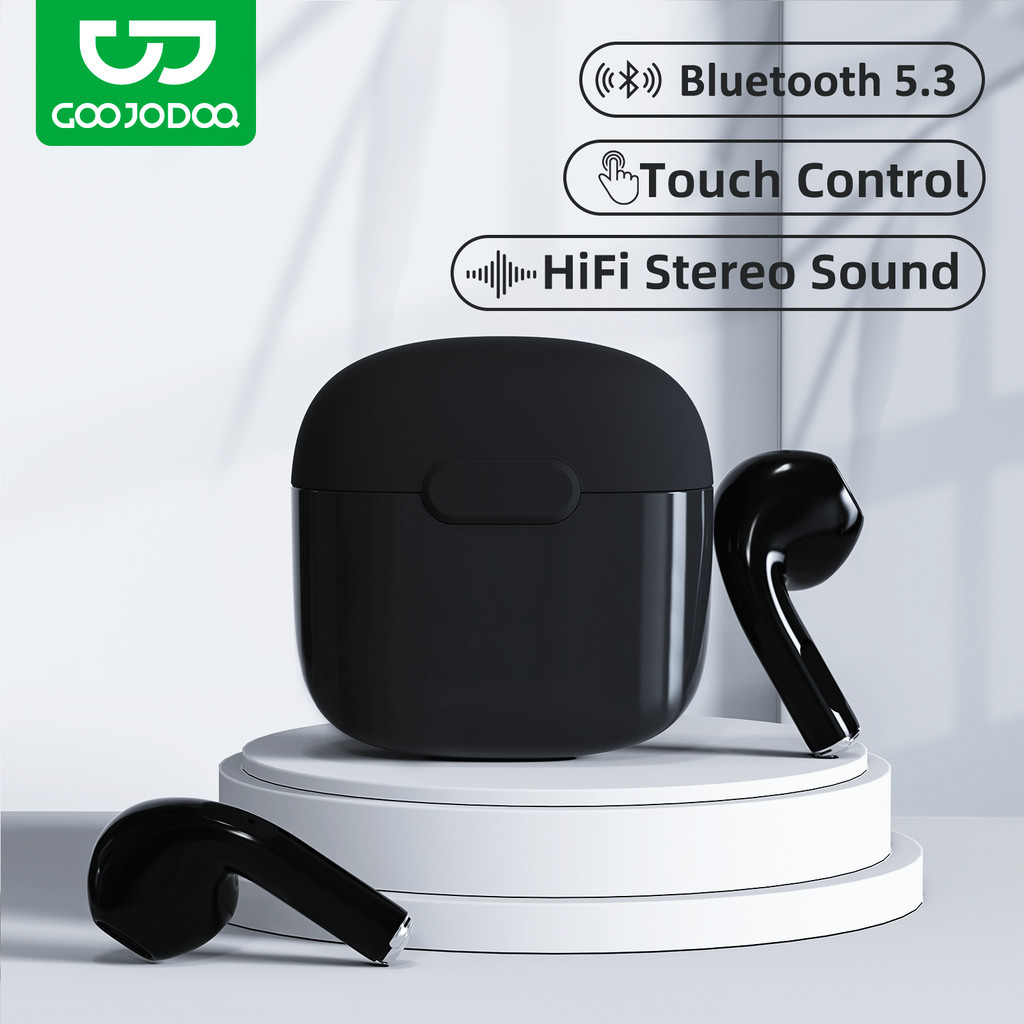 GOOJODOQ BT5.3 หูฟังไร้สายอัตโนมัติคู่ Comfort Fit Hi-Fi Sound Touch Control Type-C ชาร์จ 25mAh/180m