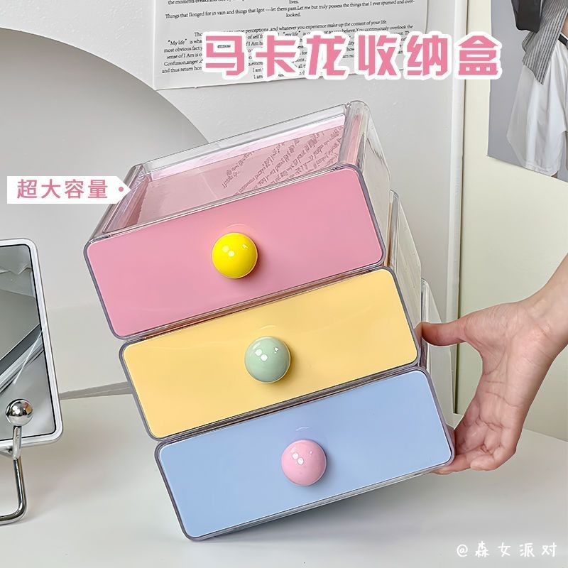 Macaron กล่องเก็บของตั้งโต๊ะ Entrance Simple Retro Storage ชั้นเก็บของพับได้ Sundries Handy Tool Organizer