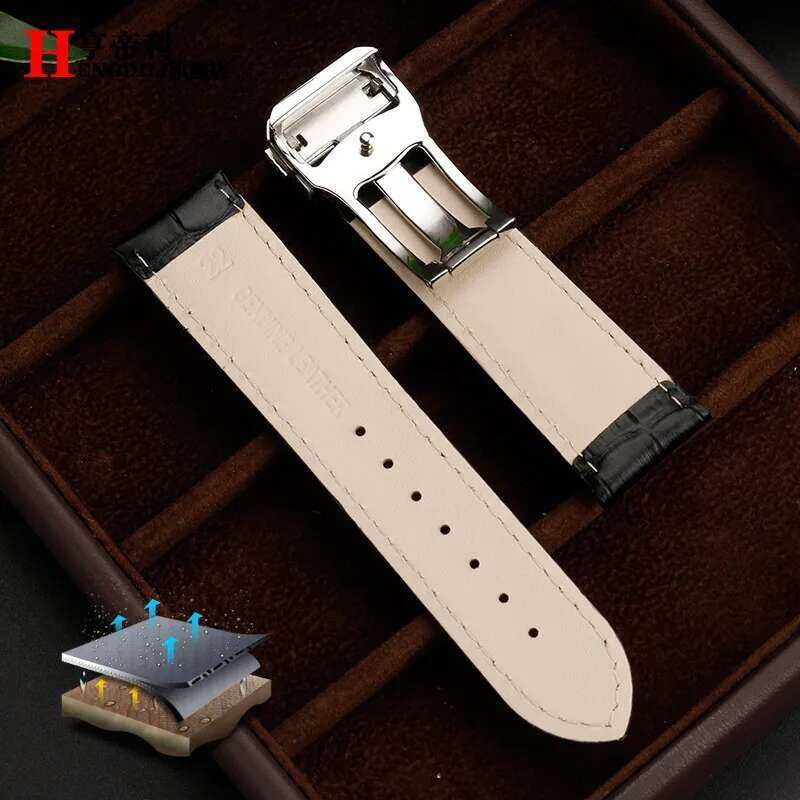 ▥ สำหรับ Hamilton Khaki Jazz นาฬิกา H32755851 Cowhide สายนาฬิกาหนังนกกระจอกเทศผิว Watchband Cla