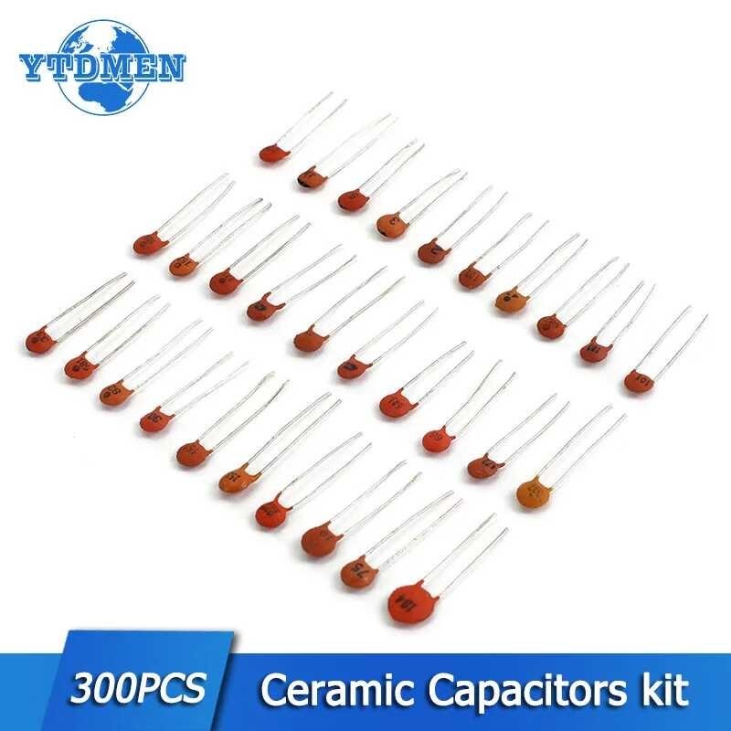 300ชิ้น/ล็อตเซรามิค Capacitor ชุด Capacitors 2Pf-01Uf 30ค่า * 10Pcs ตัวเก็บประจุชุด3pf 5Pf 10Pf 15Pf