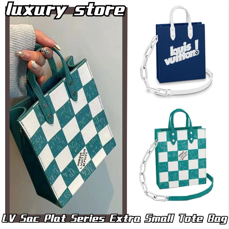 ♞หลุยส์วิตตอง กระเป๋าถือ Louis Vuitton SAC PLAT XS/แท้ 100%/สินค้าลดราคาใหม่/ทรงผู้ชาย
