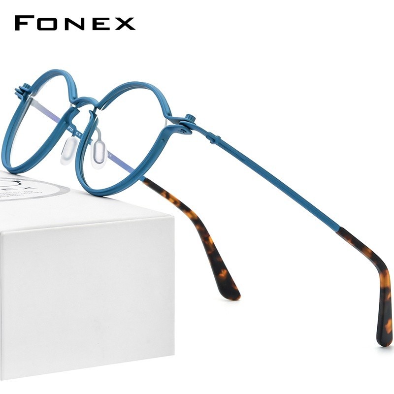 Fonex แว่นตา กรอบไทเทเนียม ทรงกลม สไตล์วินเทจ เกาหลี สําหรับผู้หญิงและผู้ชาย F85696