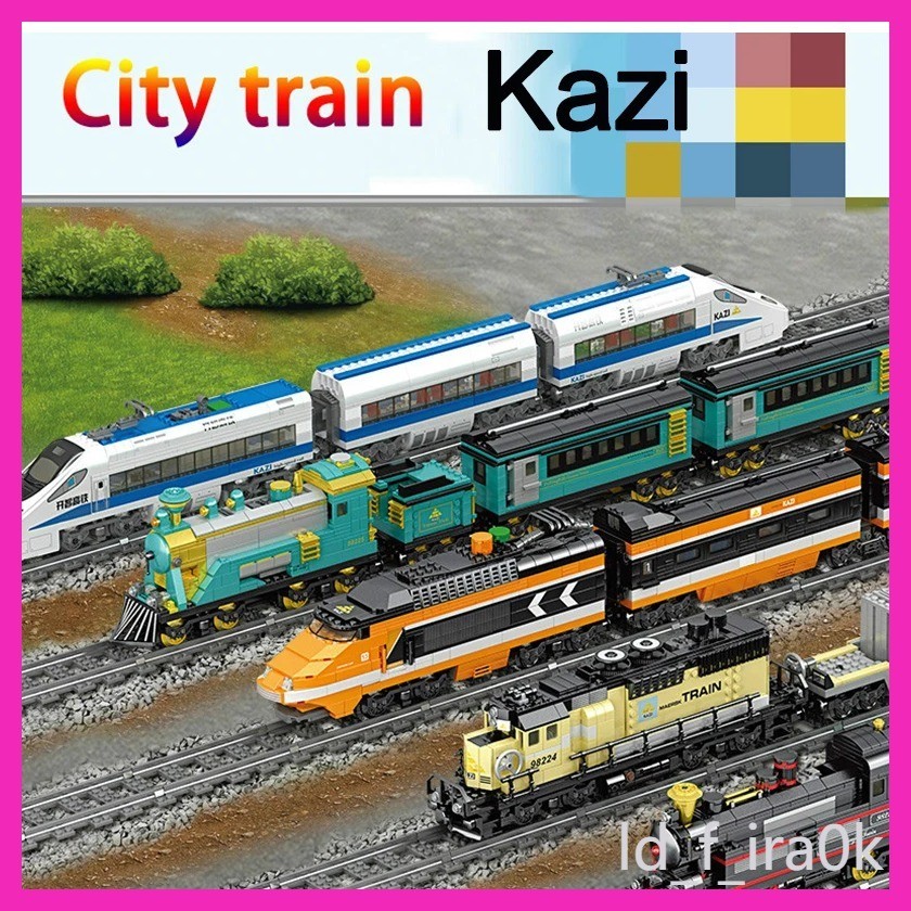 KAZI Electric Train Motor Power Function High-Tech Building Block City Rail Track Freight Steam Tra