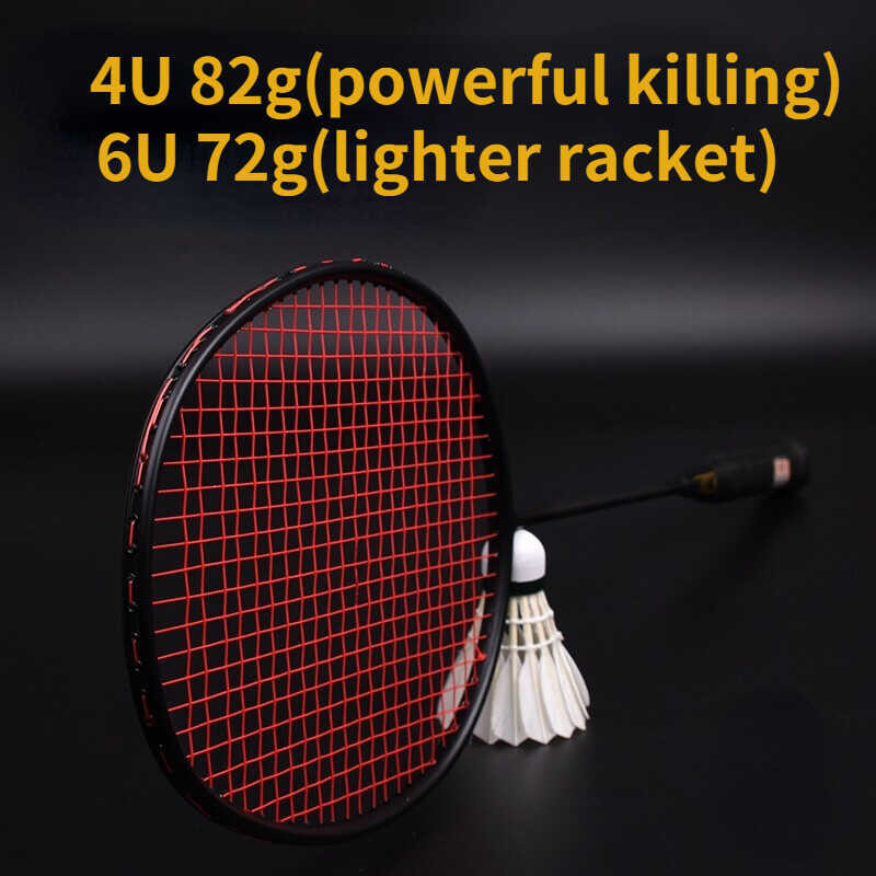 4U 82g GY 6U 72g Classical Black Racket Carbon Fiber Badminton Rackets 24-28LBS s