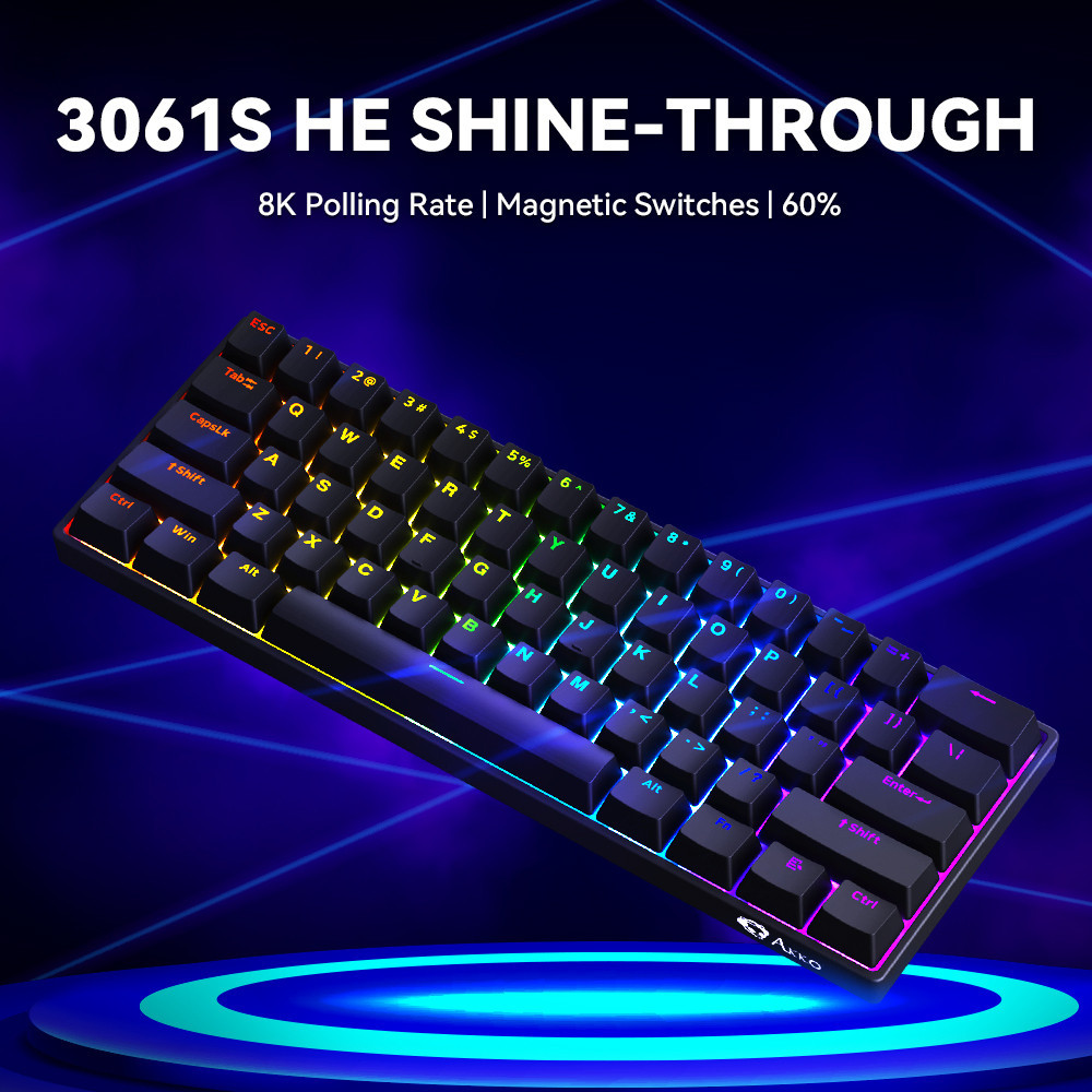 Akko 3061S-HE Black Shine-Through Wired Mechanical Keyboard RGB Magnetic Switch 8K Hz Polling Rate R