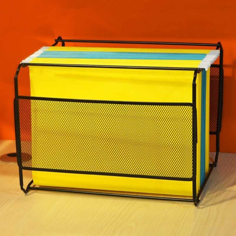 Mesh A4 Metal File Organizer Box Hanging File Folder Box Desk Storage Holder Shelf Holder Storage F