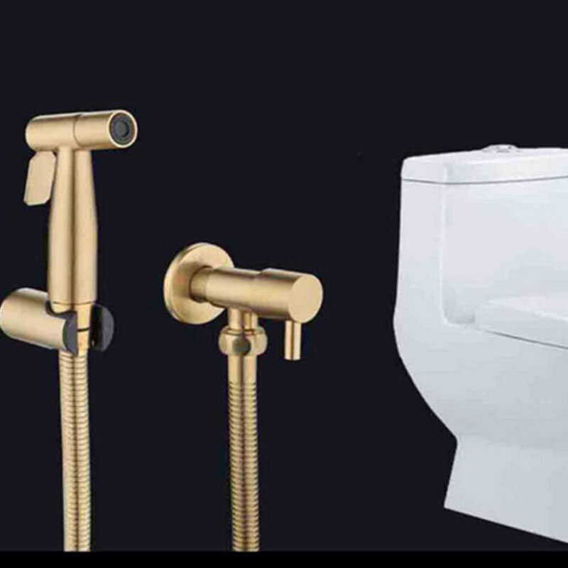 Gold Brushed Stainless Steel Toilet Cleaning Bidet Spray Wc Bathroom Shower Head Douche Hand Hose M