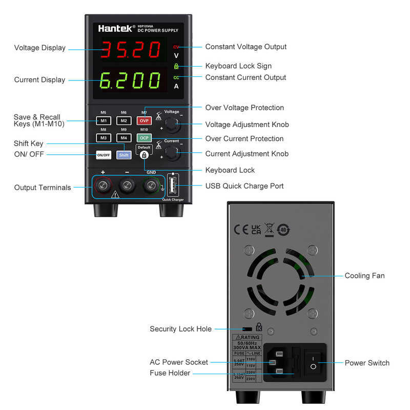 ❤ Smart Sensor Hantek Hdp135v6a ม้านั่งดิจิตอล DC Variable 35V 6A Adjustable Switch