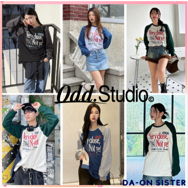 ♞,♘[ Oddstudio ] UNISEX Berry Close Raglan Overfit Long Sleeve 9color korea แท้ 100% JJH