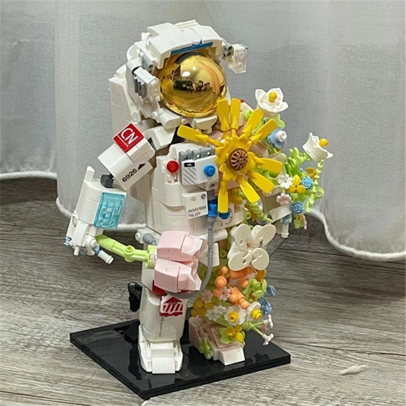 ♞,♘ใช้งานร่วมกับ LEGO ที่วางปากกานักบินอวกาศเชิงกลของเล่นประกอบการศึกษาสำหรับของขวัญช่อดอกไม้สำหรับ