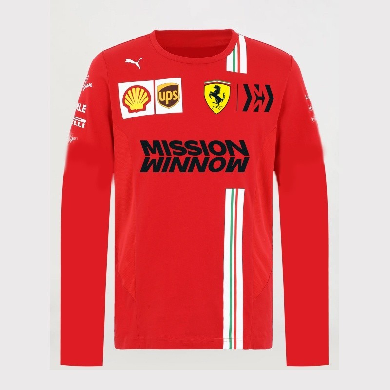 ใหม่ ชุดแข่งรถ F1 2022 + เสื้อแข่ง Ferrari Team F1 + เสื้อยืด แขนยาว แฟชั่นฤดูร้อน สําหรับทุกเพศ