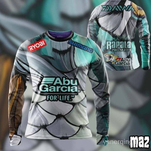 เสื้อกีฬาตกปลา Abu Garcia Edition | Shimano Rapala Ryobi | เสื้อแขนยาว Baju Pancing|ขนาด