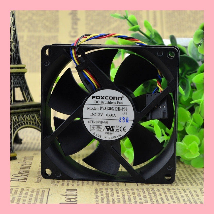 ใหม ่ ล ่ าสุด FOXCONN FOXCONN PVA080G12H-P00 12V 0.60A 8CM 8025 พัดลม 4 สาย