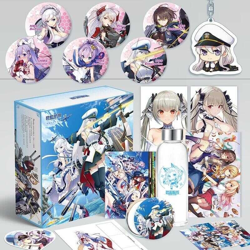 Azur Lane Anime Toy Gift BOX Model Keychain Badge Pin Postcard Water Cup Bookmark Mirror Poster Fri