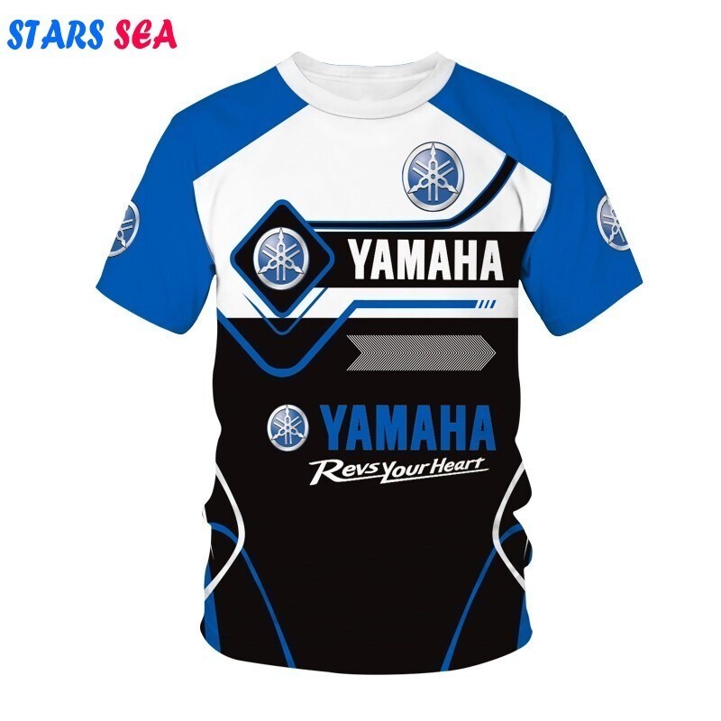 ใหม่ 2024 ฤดูร้อนสบายๆรอบคอ ยามาฮ่า 46 กีฬาสีฟ้าผู้ชายกีฬาเสื้อยืด ยามาฮ่า รถจักรยานยนต์ทีมขี่จักรยานแขนสั้นด้านบน