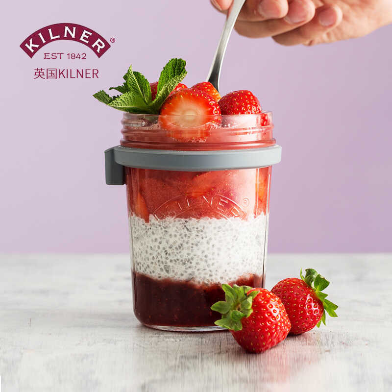 ประเทศอังกฤษถ้วยข้าวโอ๊ตพร้อมช้อ แก้วอาหารเช้า Kilner