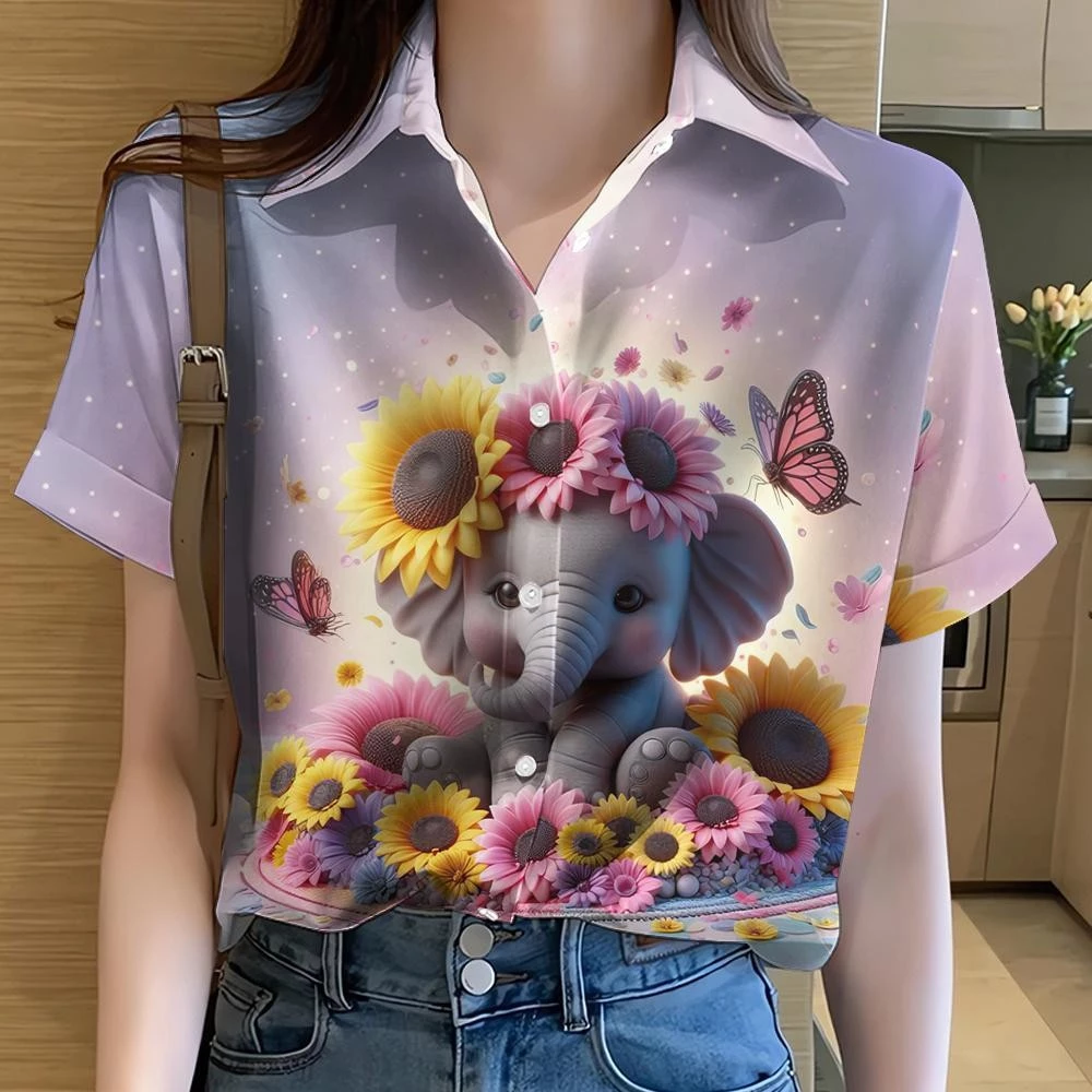 เสื้อพิมพ์ลายช้าง/ลายดอก/กราฟฟิตี้ เสื้อฮาวายแขนสั้น รุ่น 06 thumbnail 5