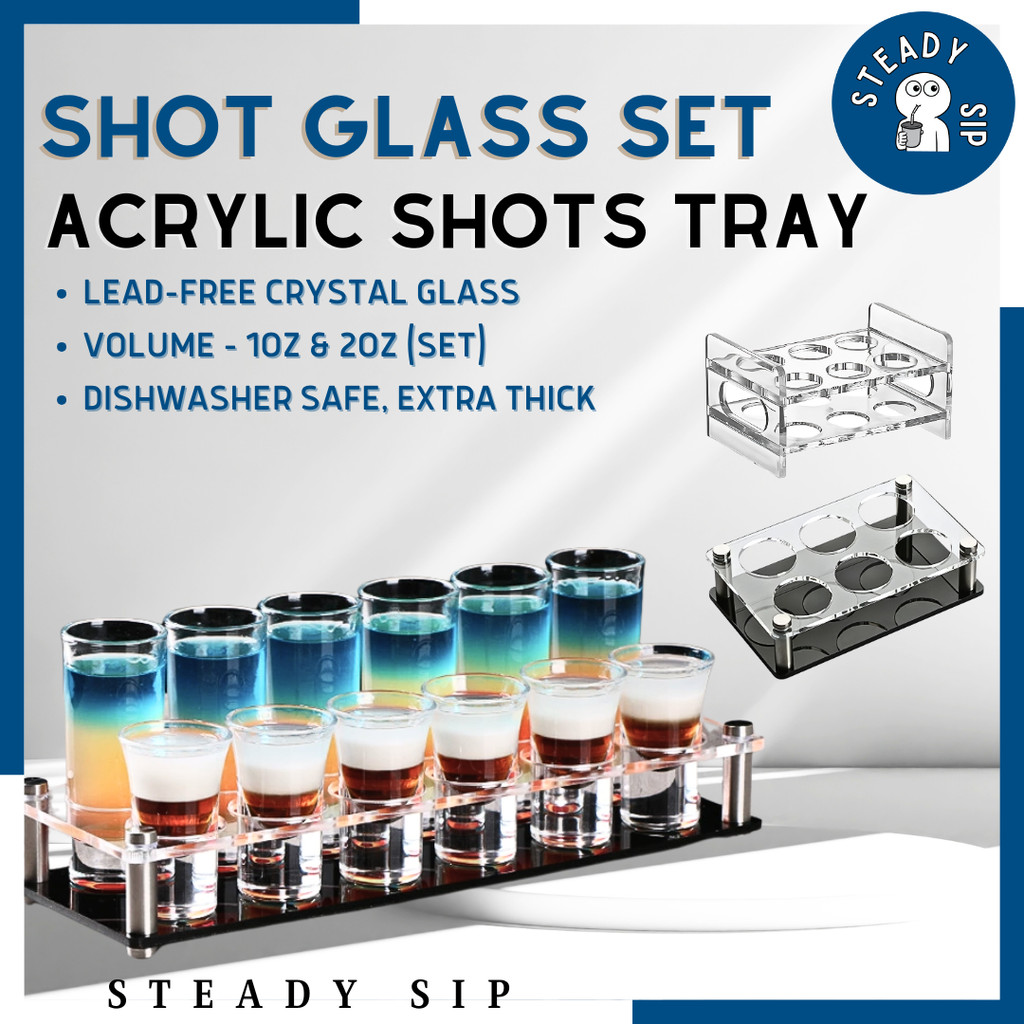 StedySip Single Shot Glass Shooter Glass Liquor Shot แก้วชุด Shot นักกีฬาแก้ว Shot 杯 Burgundry