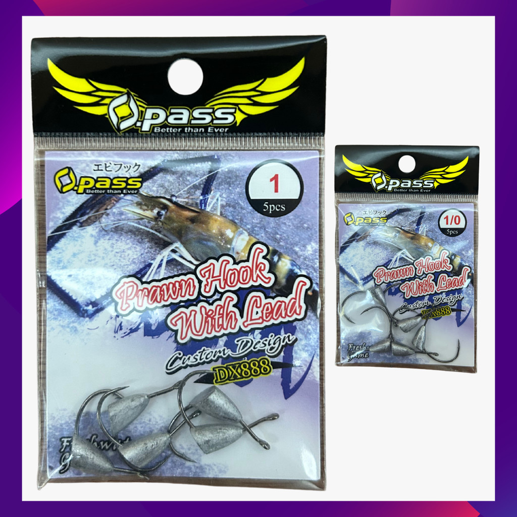 OPASS PRAWN HOOK WITH LEAD DX888 PRAWN HOOK MATA KAIL MEMANCING UDANG