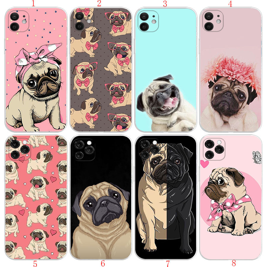 IPhone X XS 5 5s 6 6s Pplus 7 8 7 Plus 8 Plus SE 2016 BB6 สัตว์น่ารักปั๊กสุนัขนุ่มโปร่งใสเคสโทรศัพท์