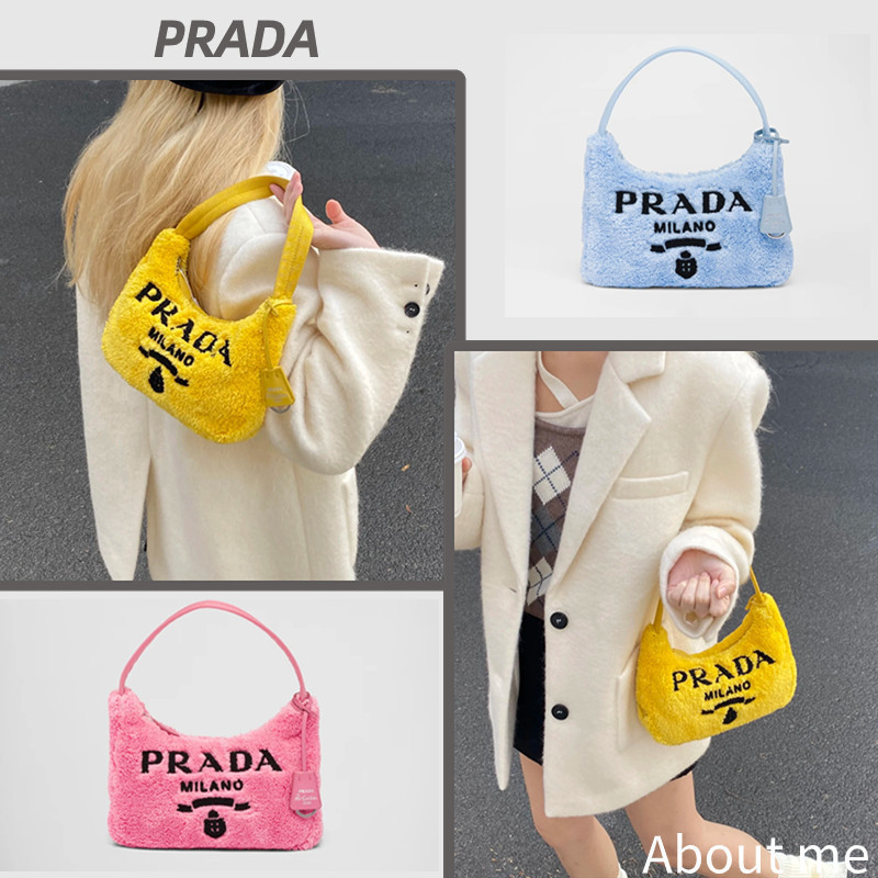 ♞ปราด้า Prada Re-Edition 2000 terry fabric Hobo underarm bag