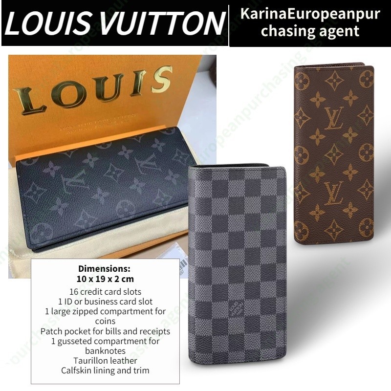 ♞หลุยส์ วิตตองLouis Vuitton Brazza Wallet ผู้ชาย/กระเป๋าสตางค์ใบยาว/ที่ใส่บัตร/สินค้าขายดีสุดคลาสสิ