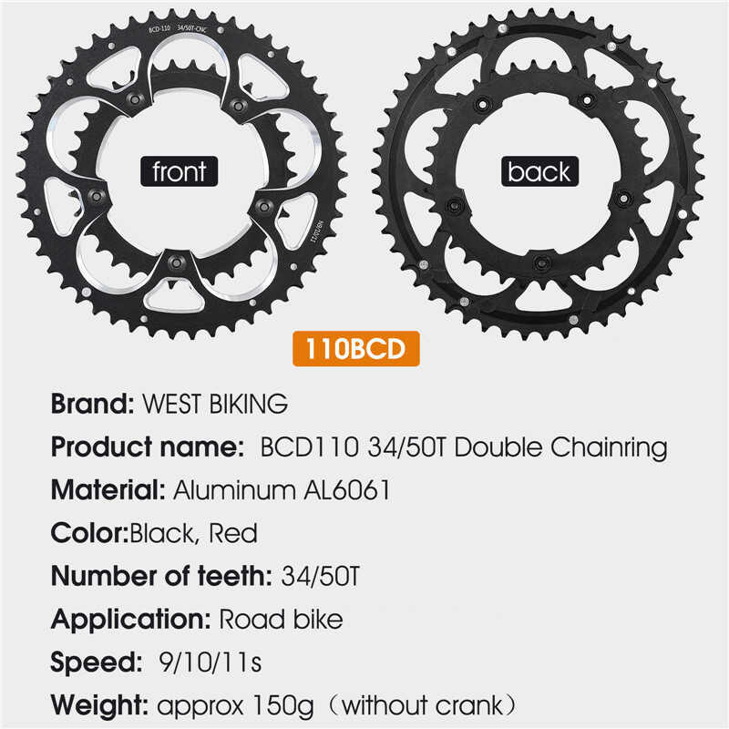 ❤ WEST BIKING 110Bcd จานหน้าจักรยาน,8-11Speed จักรยานเสือหมอบพับ