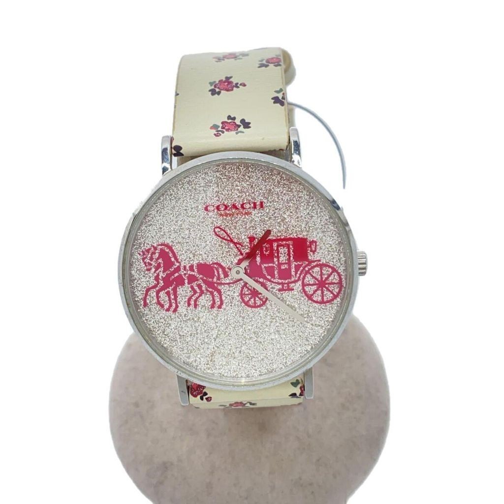Coach WH wht A O R Belt Wrist Watch leather Women Flower pattern Horse Direct from Japan Secondhand
